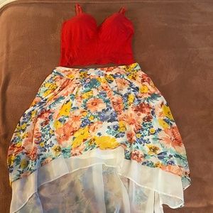 Guess high/low floral skirt